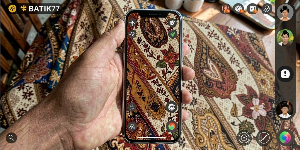 Screenshot menunjukkan desain batik yang menarik dan berwarna-warni.