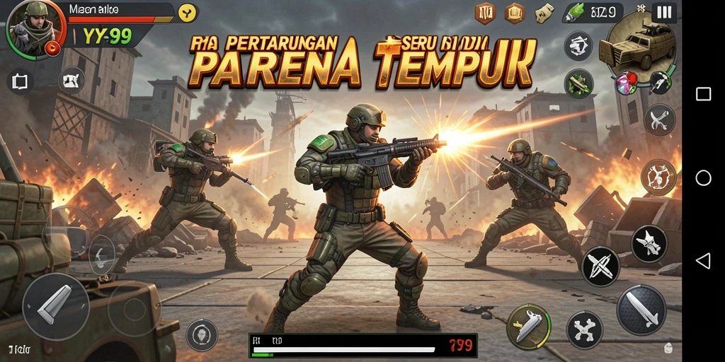 Tampilan aksi seru Y89 di arena tempur yang dinamis.